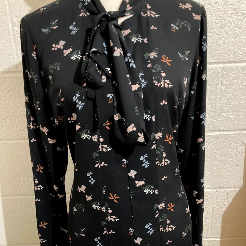 Ivanka Trump Neck Tie Sheer Button Up Dress Shirt